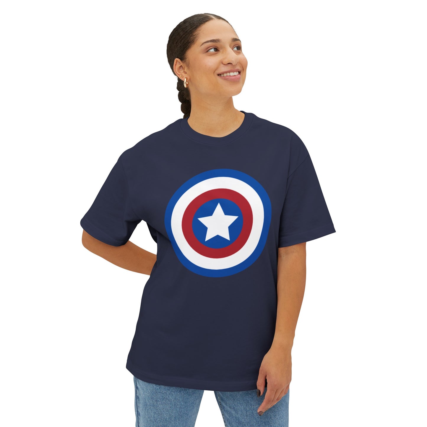 Captain America Shield 4th of July Unisex Oversized Boxy Tee