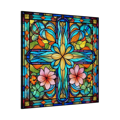 Stained Glass Cross Wall Art Matte Canvas