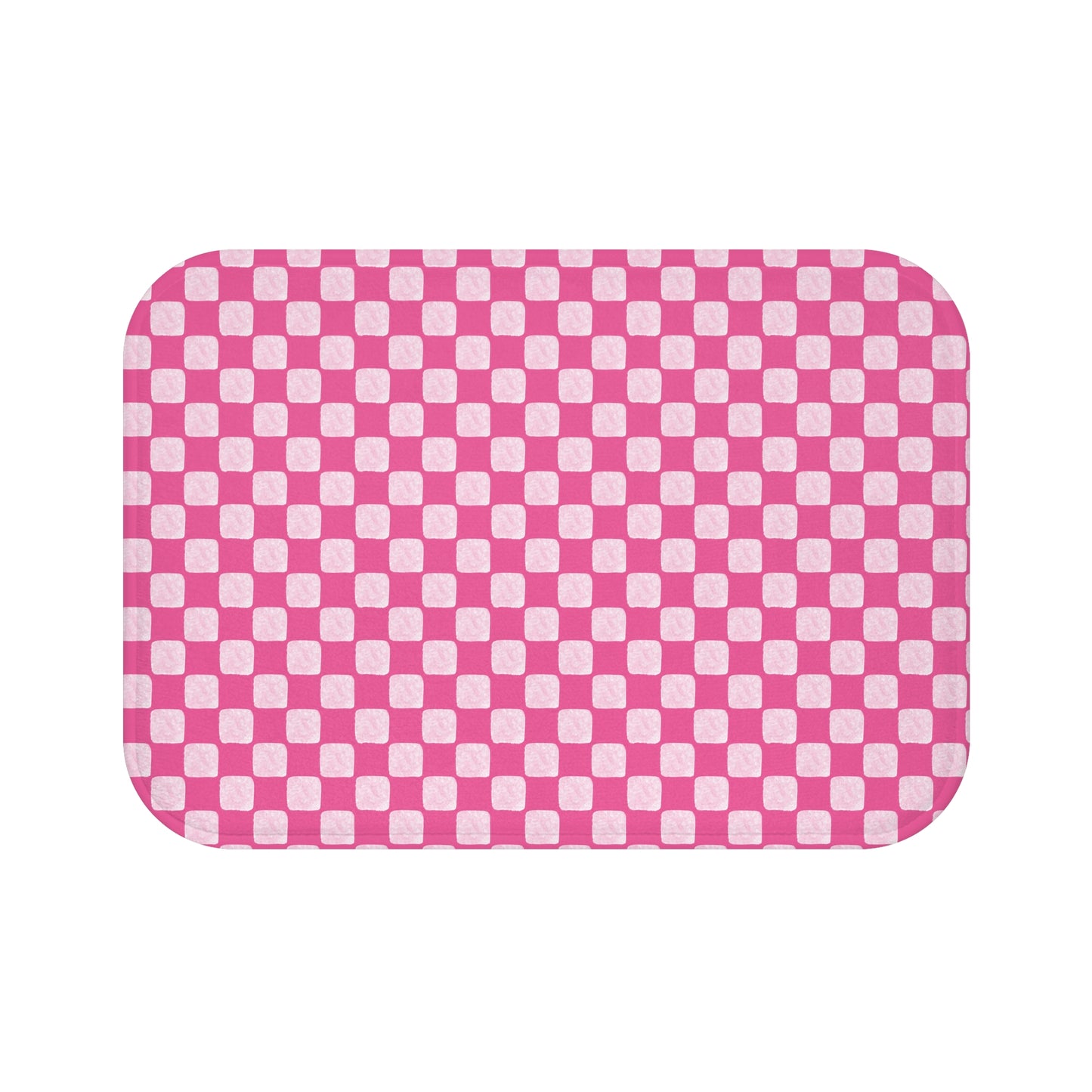 Pink Checkered Bath Mat