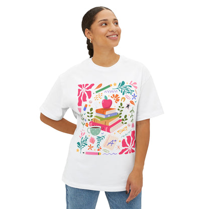 Whimsical Book Lover's Oversized Tee