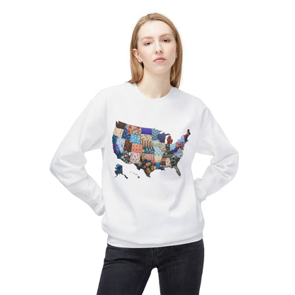 Quilted USA Map Crewneck Sweatshirt