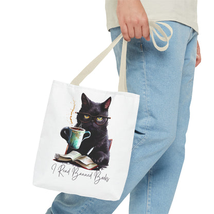 I READ BANNED BOOKS BLACK CAT Tote Bag