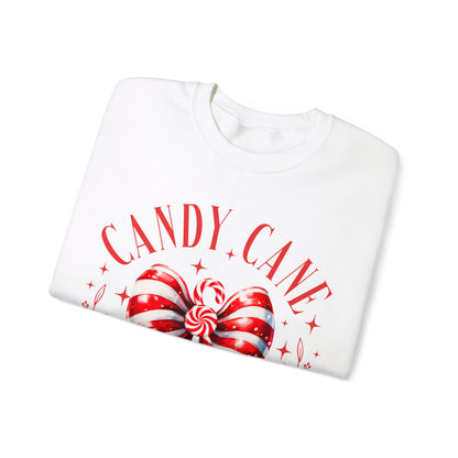 Candy Cane Christmas Coquette Bow Sweatshirt