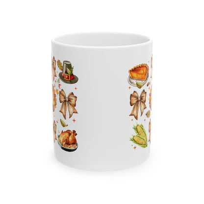 Thanksgiving Coquette Ceramic Mug, (11oz, 15oz)