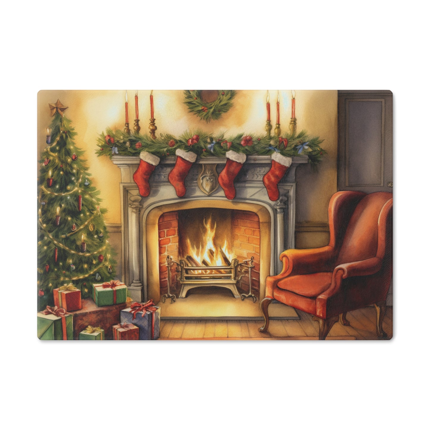 Christmas Hearth Cutting Board