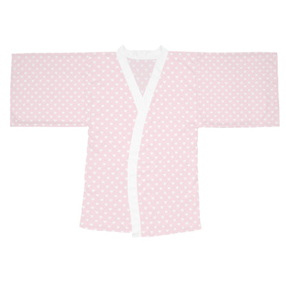 Coquette Pink Polka Dot Long Sleeve Kimono Robe