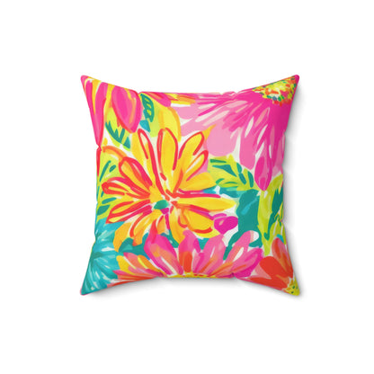 Floral Hot Pink Square Pillow