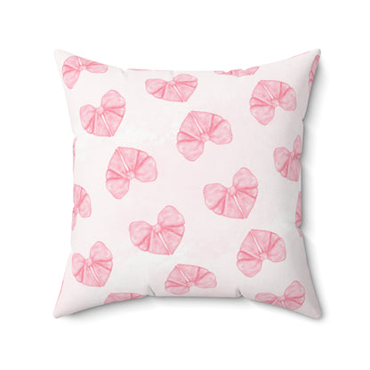 Coquette Bow Heart Square Pillow