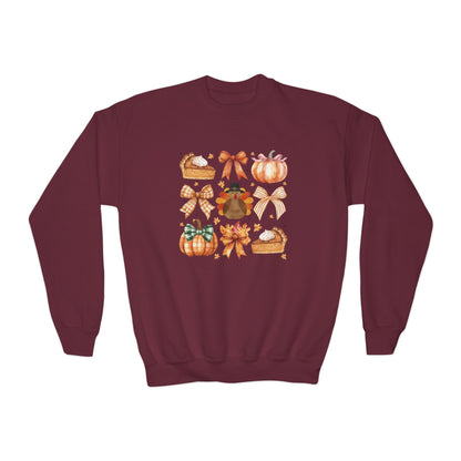 Coquette Thanksgiving Turkey Youth Crewneck Sweatshirt