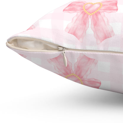 Coquette Pink Bow Square Pillow