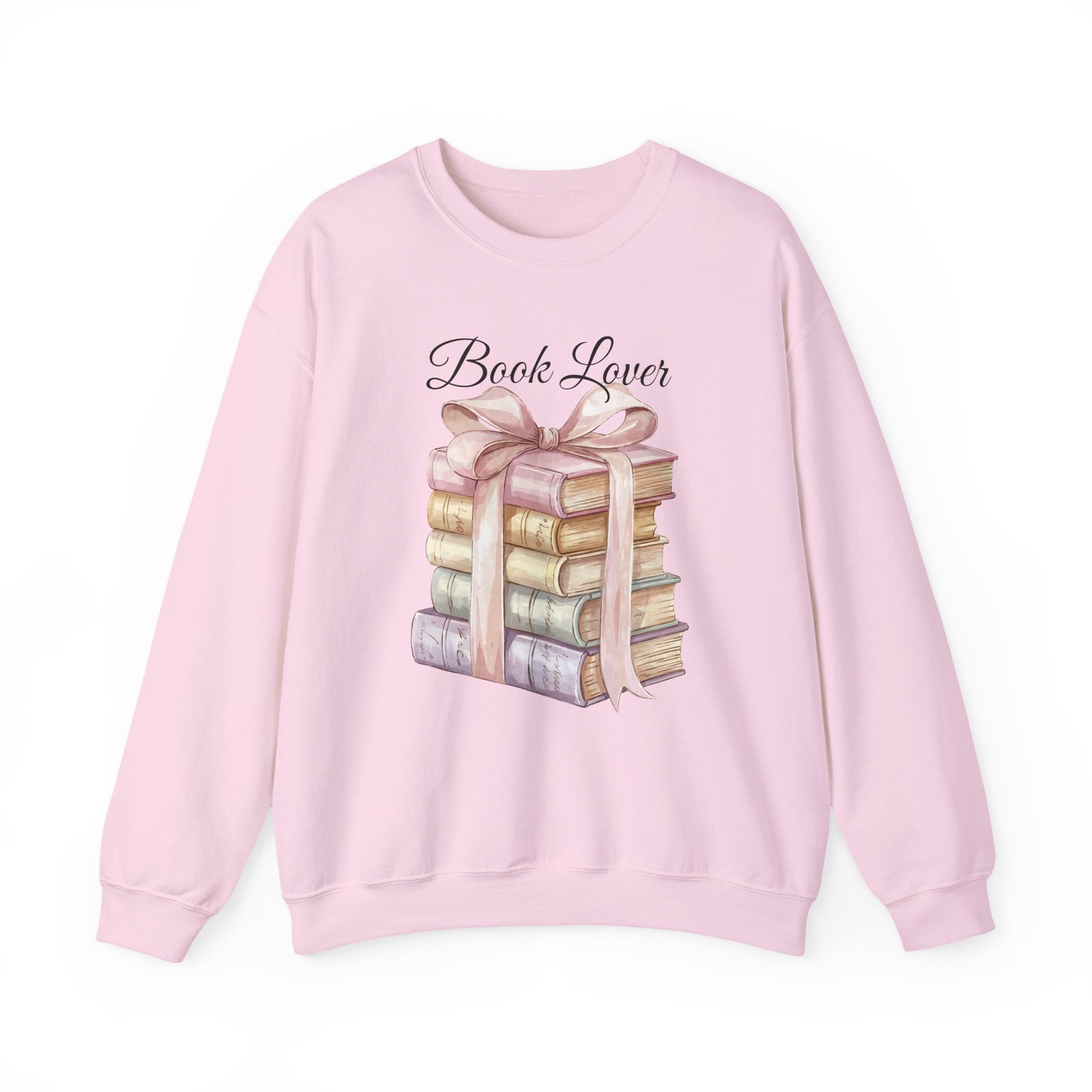 Book Lover Sweatshirt — Stack of Books with Ribbon Graphic