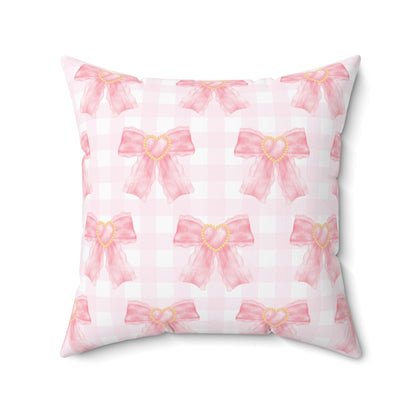 Coquette Pink Bow Square Pillow