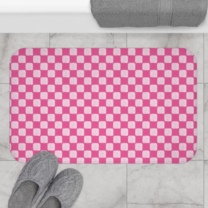 Pink Checkered Bath Mat