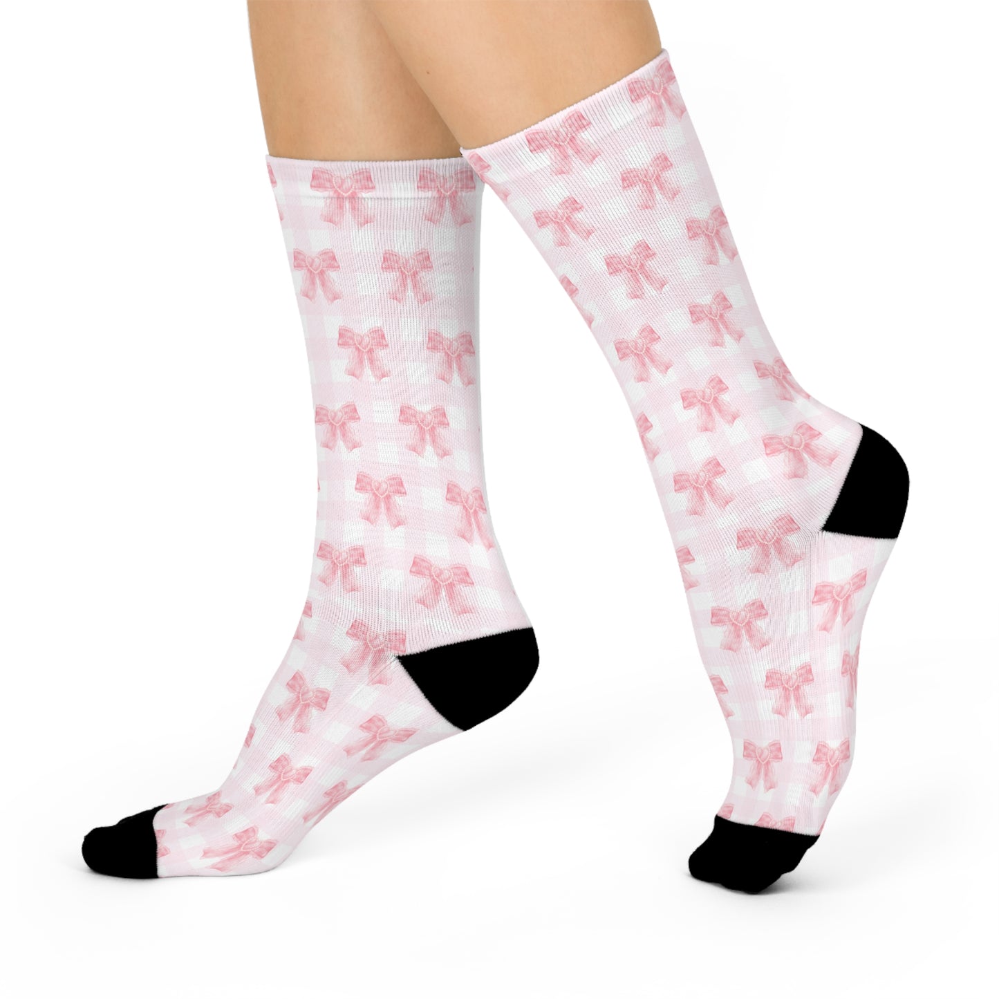 Coquette Pink Bows Cushioned Crew Socks