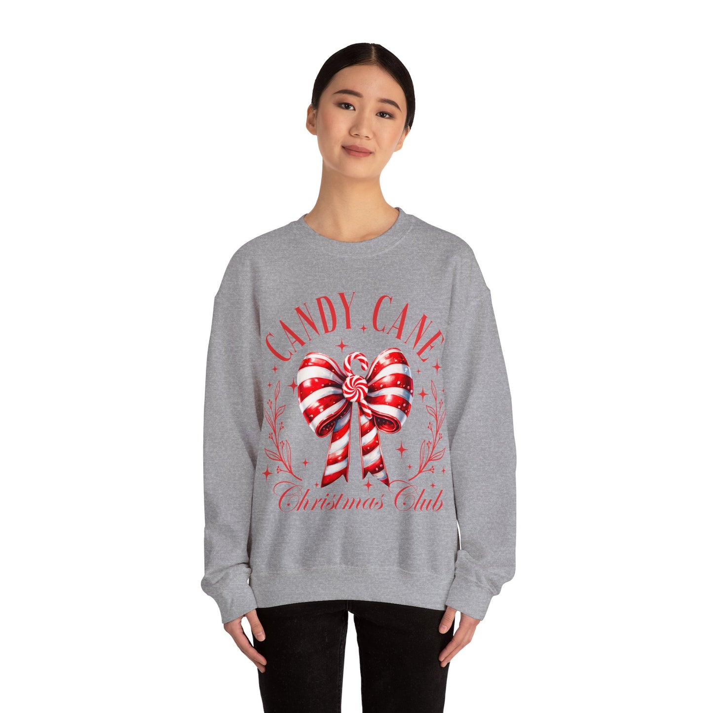 Candy Cane Christmas Coquette Bow Sweatshirt