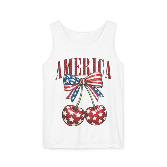 Patriotic Cherry Graphic Tank Top