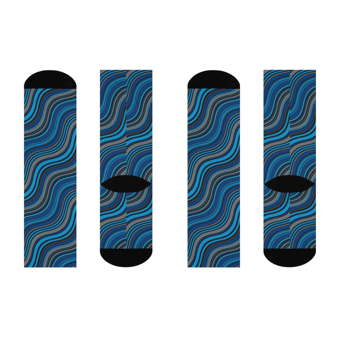 Trendy Groovy Blue Cushioned Crew Socks