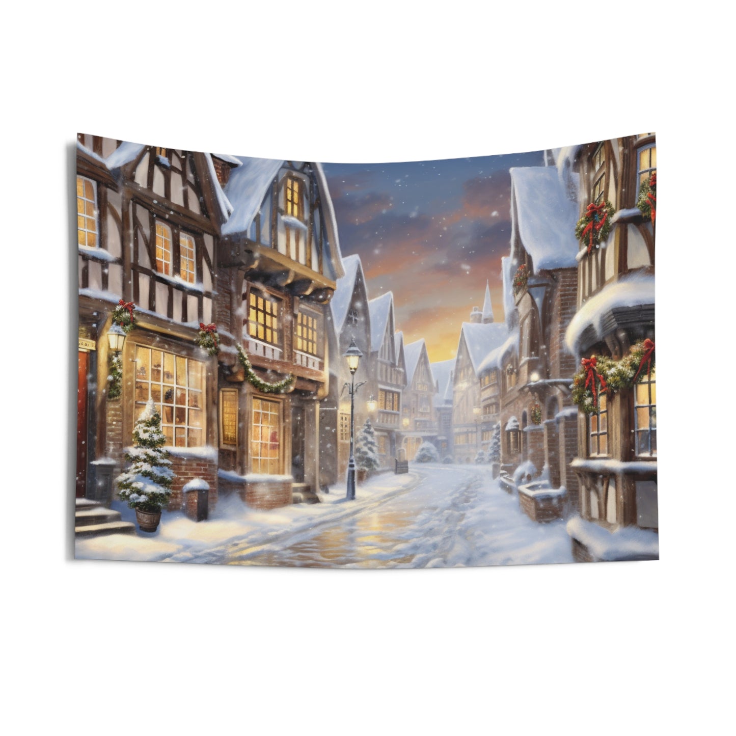 Snowy Christmas Village Tapestries