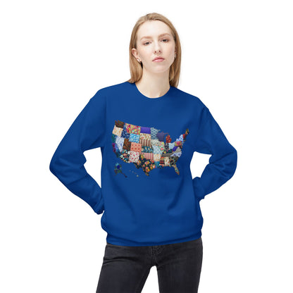 Quilted USA Map Crewneck Sweatshirt