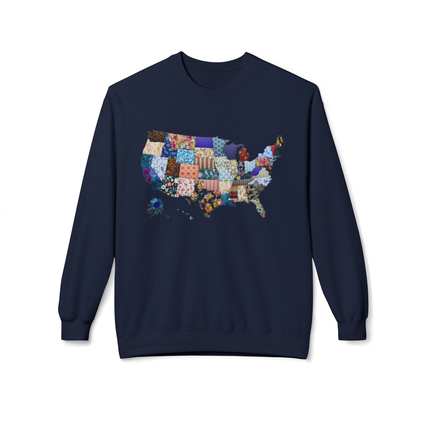 Quilted USA Map Crewneck Sweatshirt