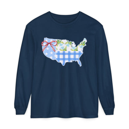 Cozy Quilted USA Long Sleeve Tee