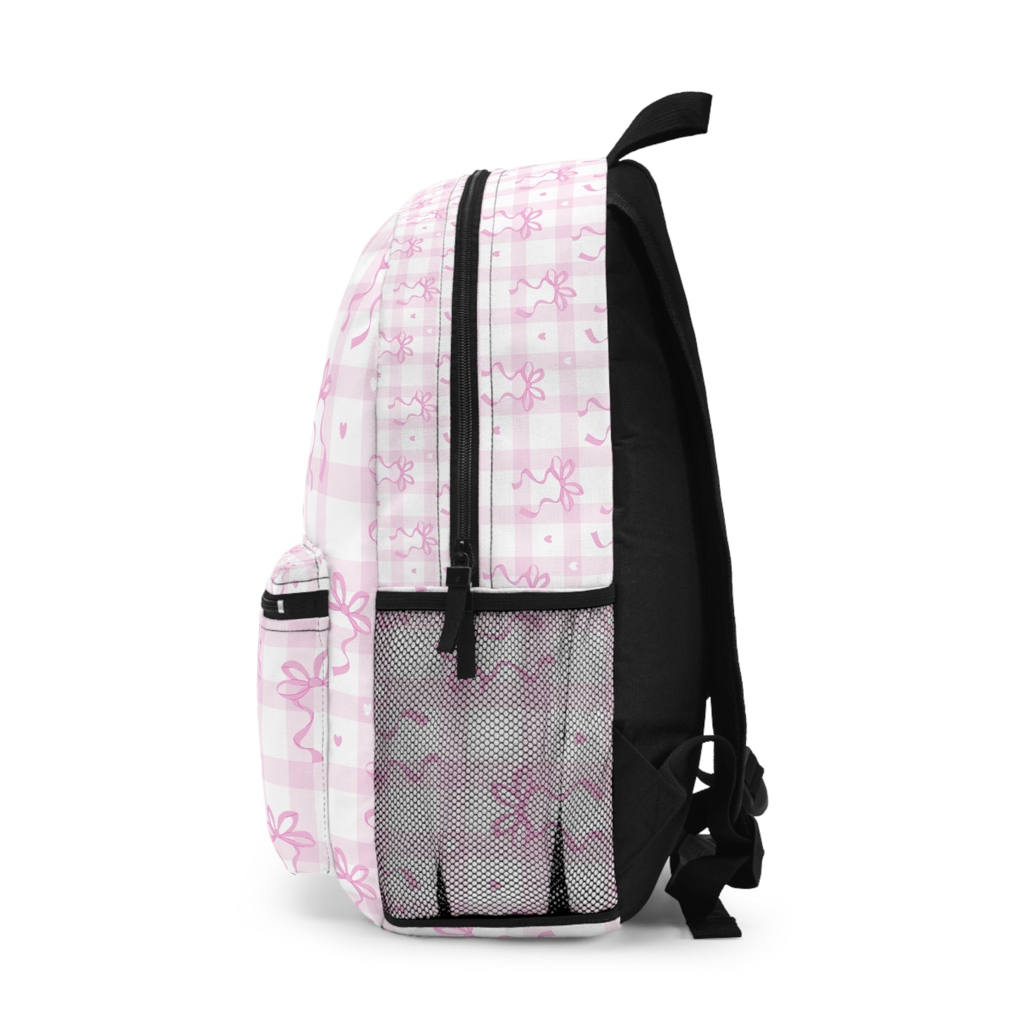 Coquette Pink Gingham Bow Backpack