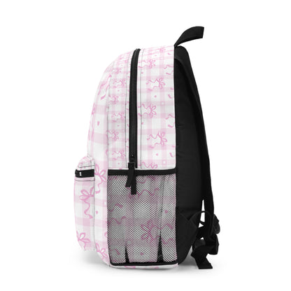 Coquette Pink Gingham Bow Backpack