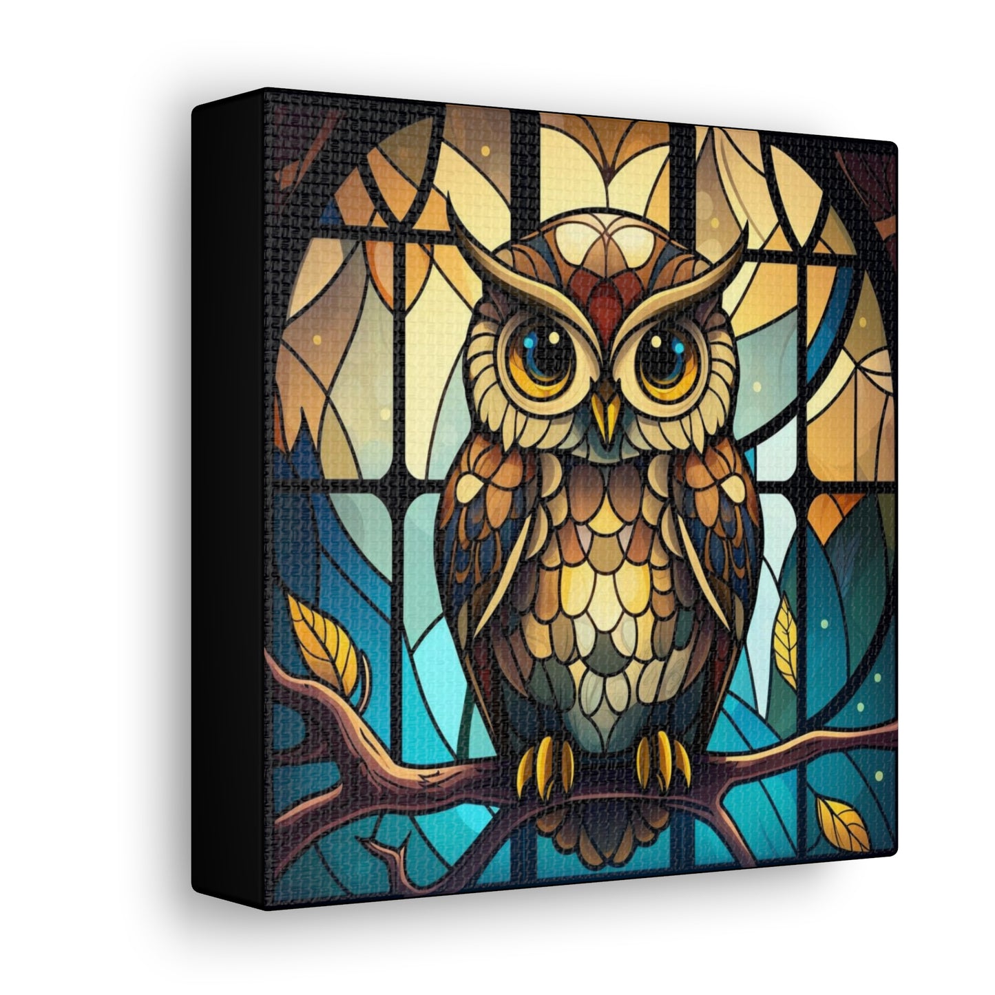 Faux Stained Glass Owl Canvas Gallery Wraps