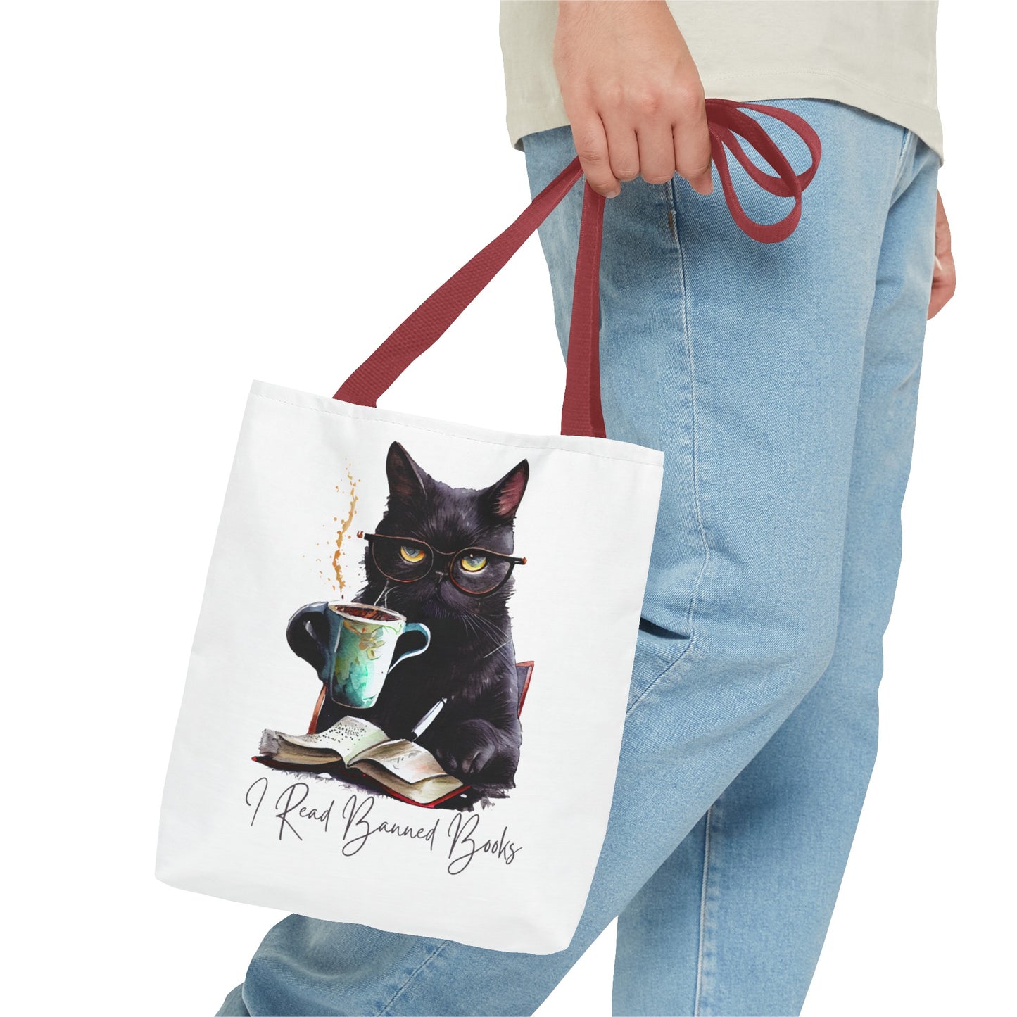 I READ BANNED BOOKS BLACK CAT Tote Bag