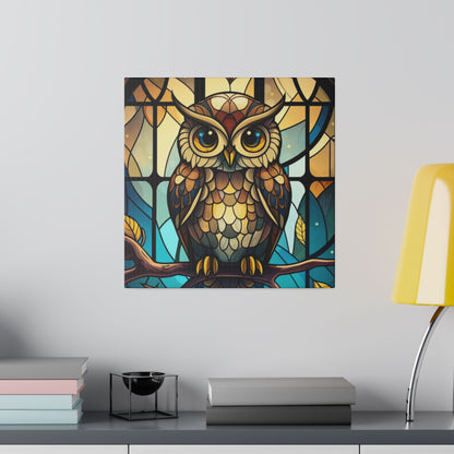 Stained Glass Owl Wall Art Matte Canvas