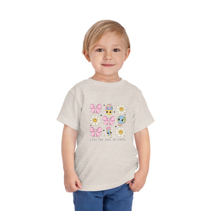 I Put the Cool in School Coquette Toddler Short Sleeve T-Shirt