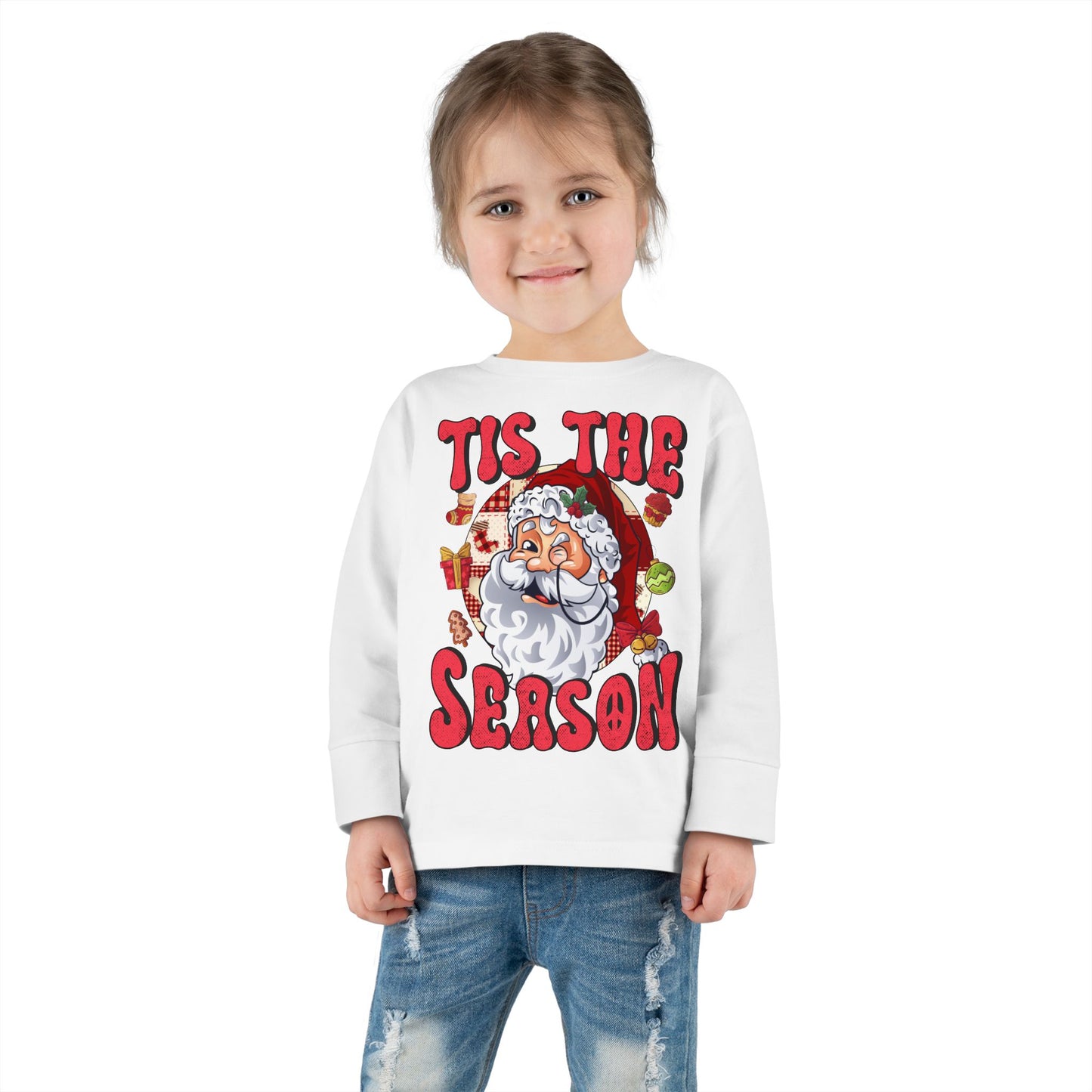 Tis the Season Santa Toddler Long Sleeve Tee