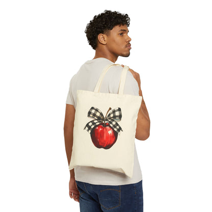 Coquette Teacher Apple Cotton Canvas Tote Bag