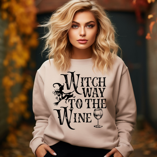 Witch Way to the Wine Halloween Sweatshirt