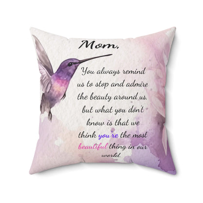 Hummingbird Mom Pillow for Mother's Day, Birthday, Christmas