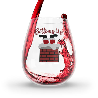 Bottoms Up Christmas Stemless Wine Glass, 11.75oz