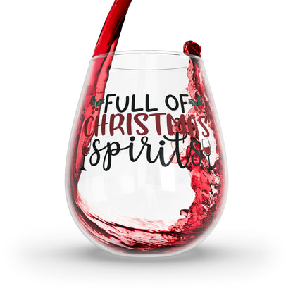 Full of Christmas Spirits Stemless Wine Glass, 11.75oz