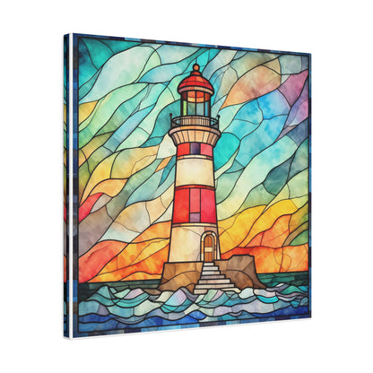 Stained Glass Lighthouse Wall Art Matte Canvas