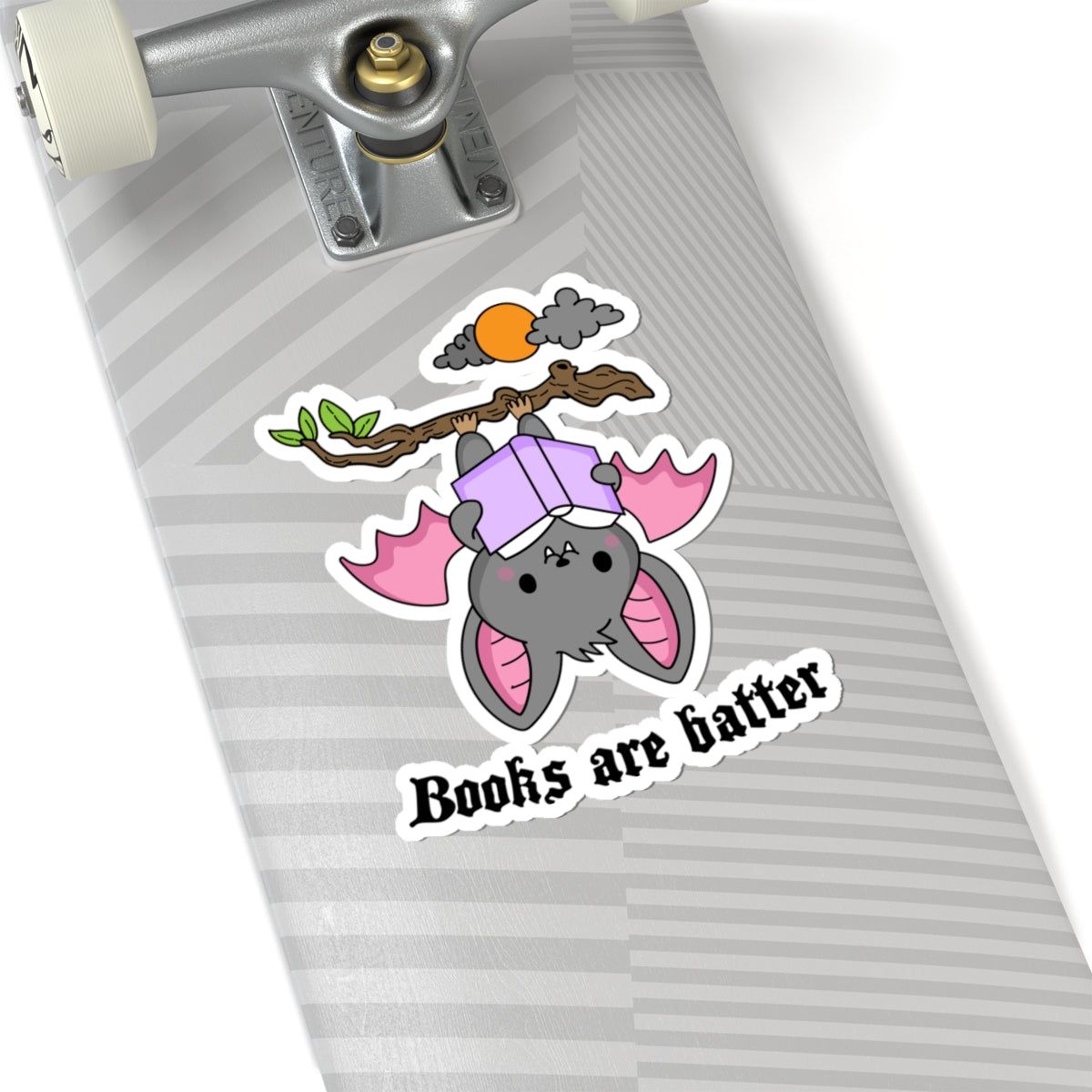 Cute Bat Reading Kiss-Cut Stickers