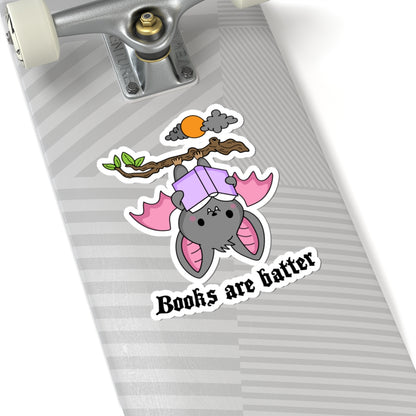 Cute Bat Reading Kiss-Cut Stickers