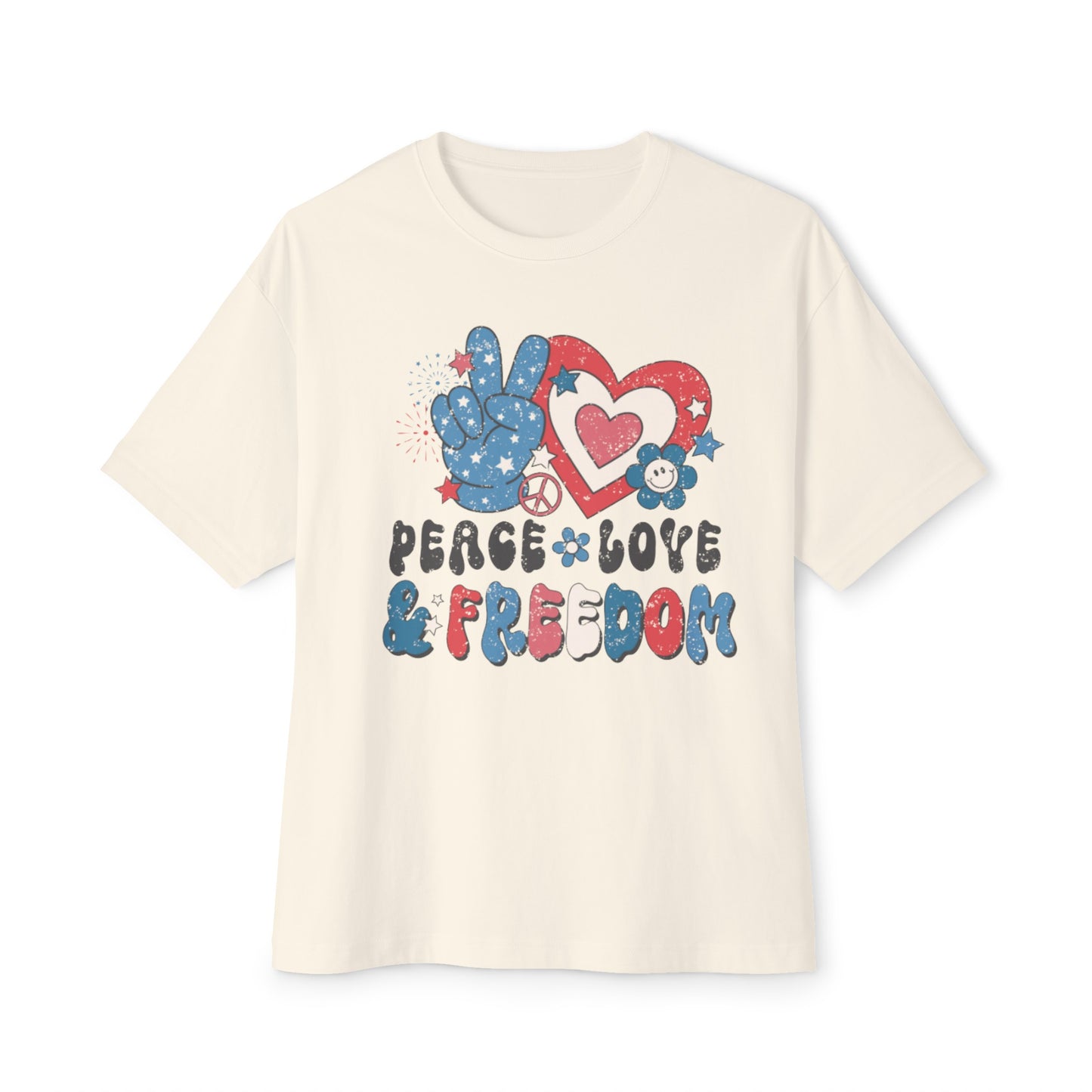 Peace Love and Freedom Oversized Boxy Tee