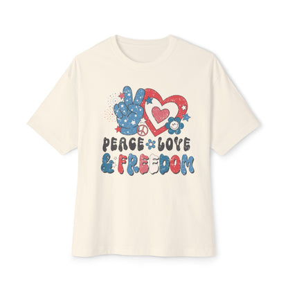 Peace Love and Freedom Oversized Boxy Tee