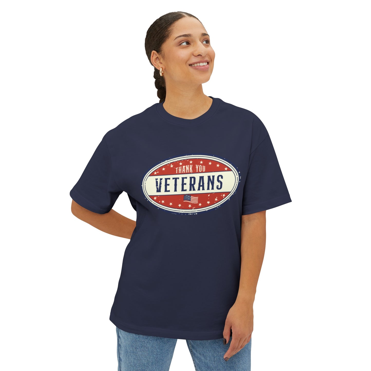 Thank You Veterans 4th of July Unisex Oversized Boxy Tee