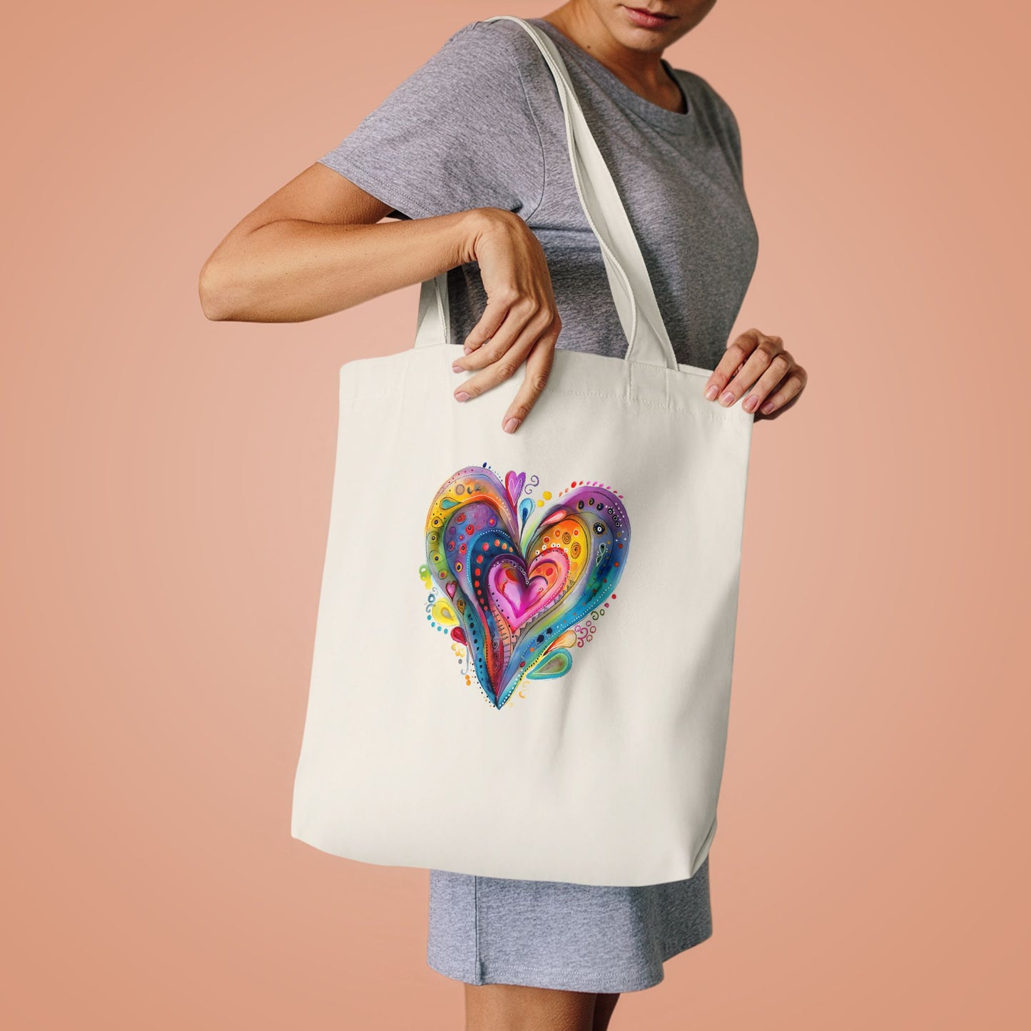 Colorful Heart Cotton Tote Bag