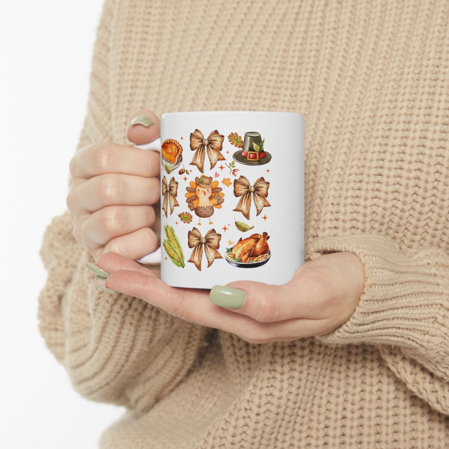 Thanksgiving Coquette Ceramic Mug, (11oz, 15oz)