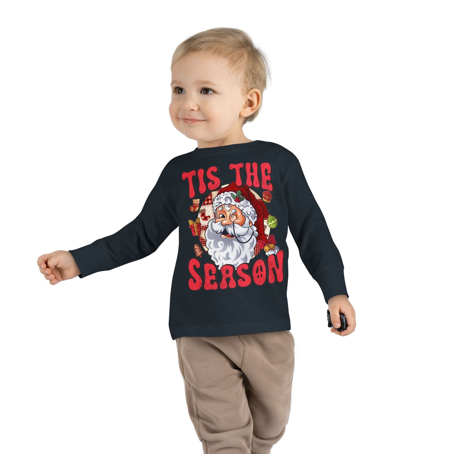 Tis the Season Santa Toddler Long Sleeve Tee