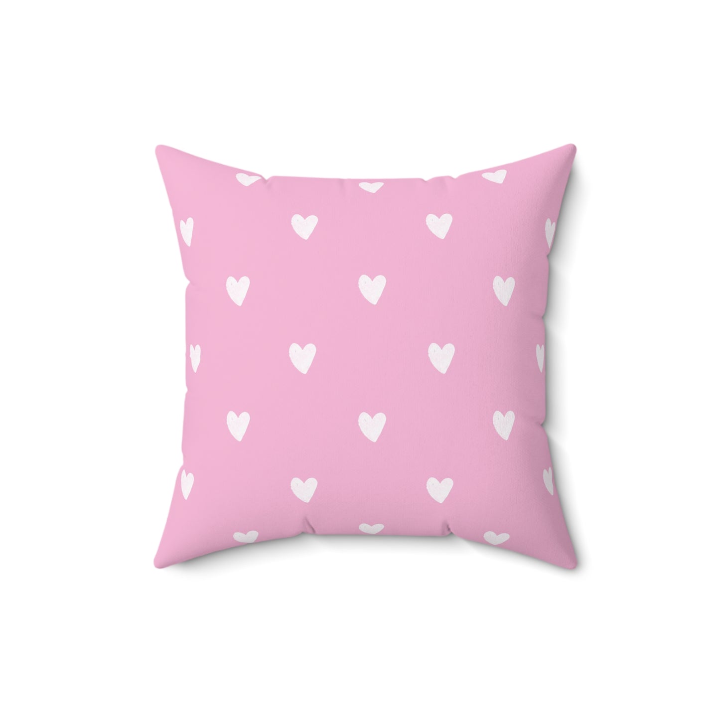 Pink and White Heart Faux Suede Pillow