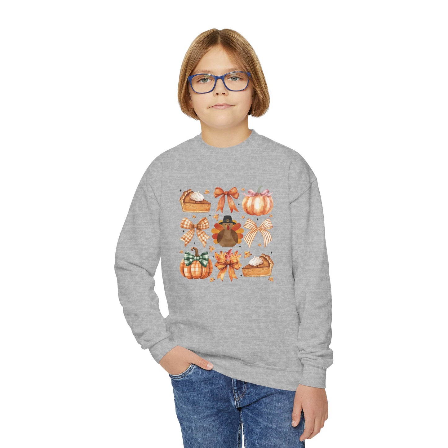 Coquette Thanksgiving Turkey Youth Crewneck Sweatshirt