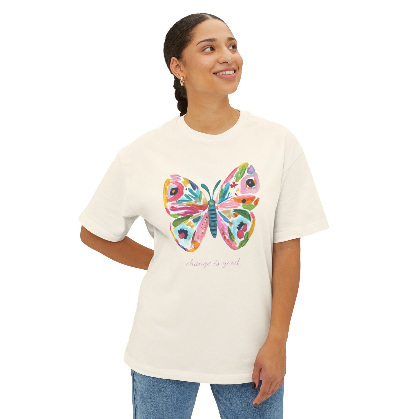 "Change is Good" Colorful Butterfly Oversized T-Shirt