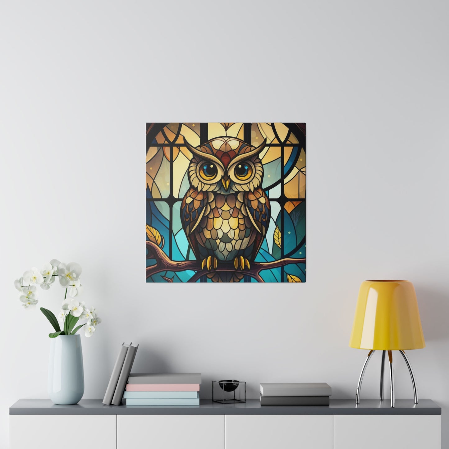 Stained Glass Owl Wall Art Matte Canvas